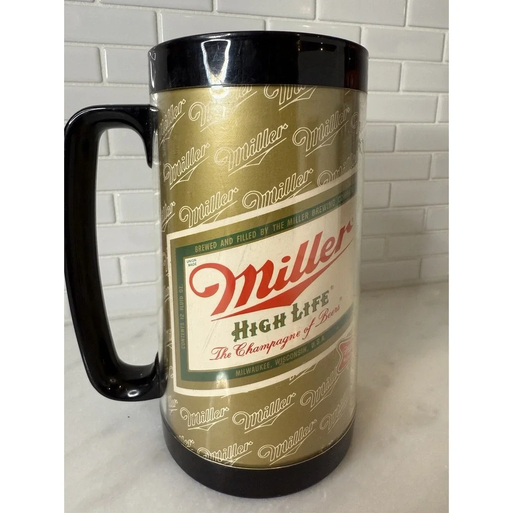 Vintage Miller High‎ Life Beer Plastic Thermo-Serv Stein Mug Champagne Of Beers